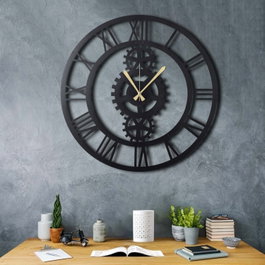Wallity Gear XL Reloj de pared decorativo de metal Negro